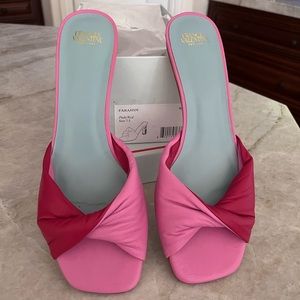 Frances Valentine Kick Heel Twist Leather Sandals 7.5